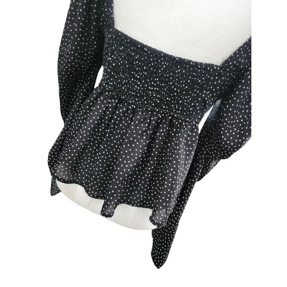 Abercrombie & Fitch Women's Polka Dot Top Cut Out Smocked Puff Sleeve Crop Small - Picture 6 of 9